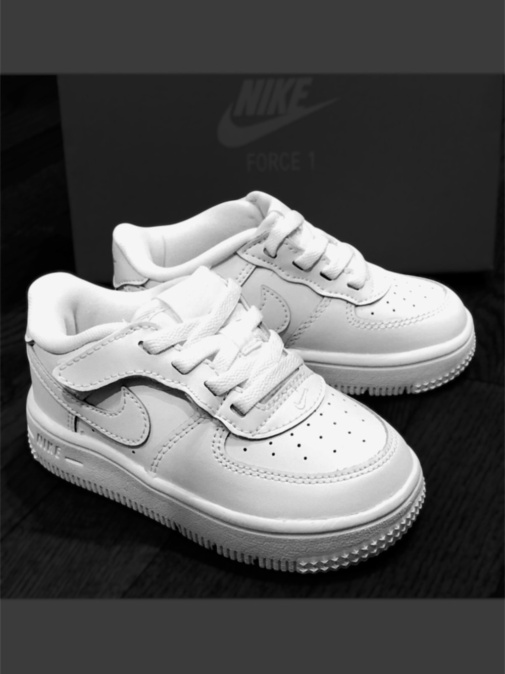 Nike Kids Air Force 1 Sneakers with Hook-and-Loop Strap